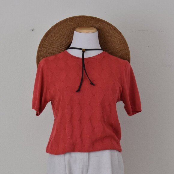 Vintage 80s Pullover Salmon Knit Top | size PL - Picture 9 of 10